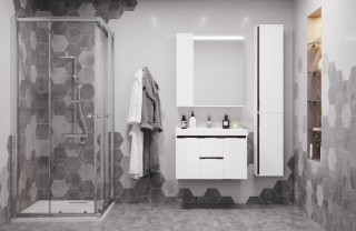 Шкаф Акватон Рене белый/грецкий орех 1A222003NRC80